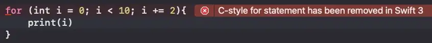 C-style For loop error in Swift