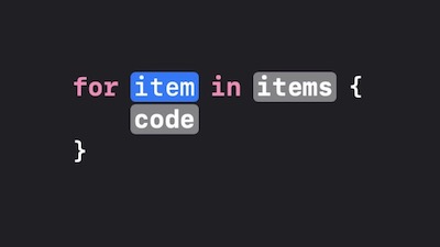 Code showing autocomplete of for-in loop