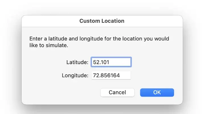 Xcode Setting to setup custom location