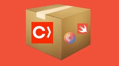 Logo of different package managers on a box