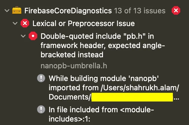 Firebase preprocessor error