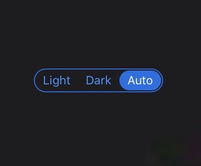 Segment Control with Light, Dark & Auto options